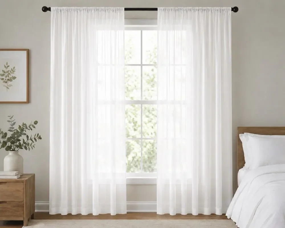 Corona Curtain Angelica White Rod Pocket Curtain Panel 59” x 108” New